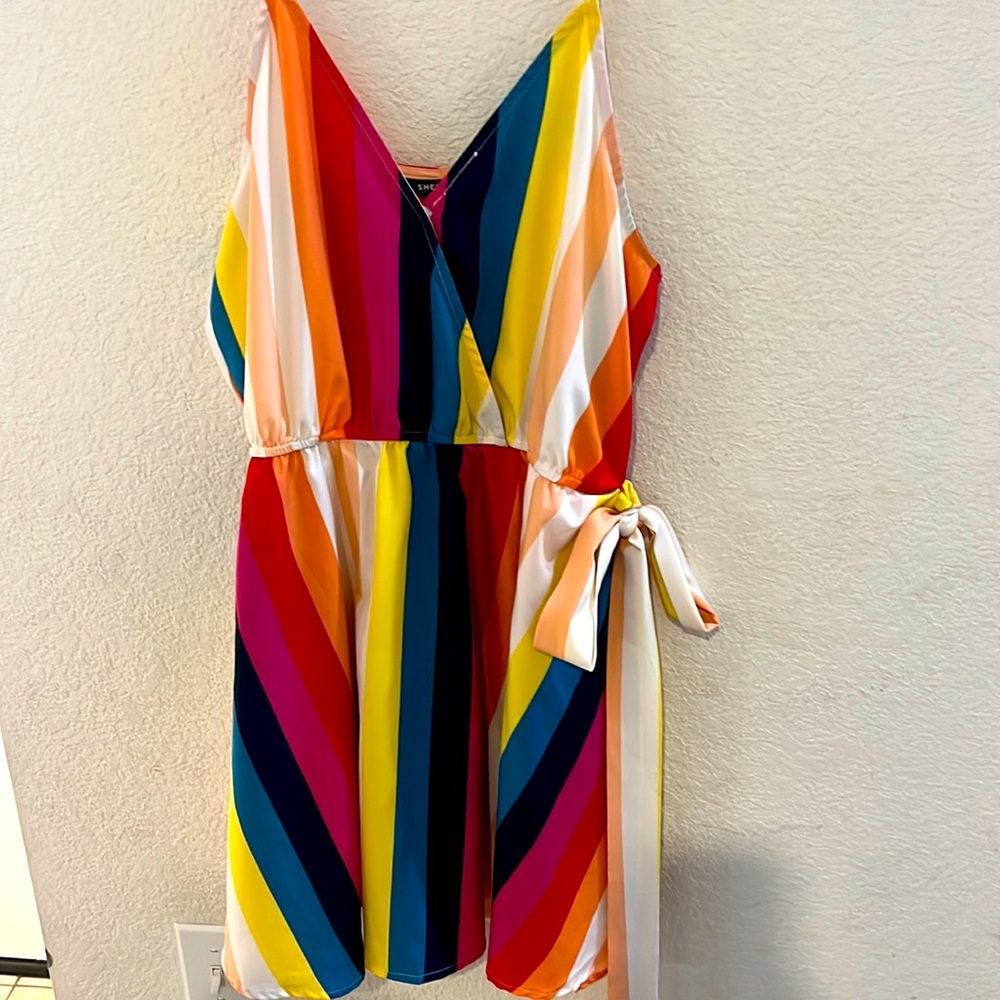 Shein Spaghetti Strap Summer Dress Multicolor Rainbow Size Medium
